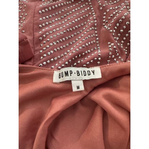 Bump Biddy Maternity Mauve Pink Bodycon Long Sleeve Dress with Rhinestones Sz M - Picture 5 of 6